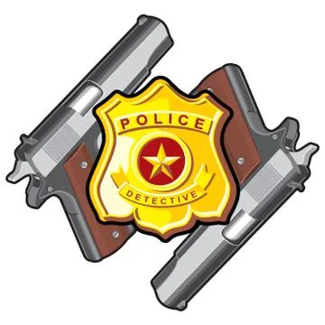 Two handgun, badge Stock Illustration