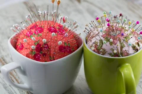 Two handmade needle cases Stock Photos