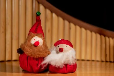 Two handmade puppets of dwarfs with beards Stock Photos