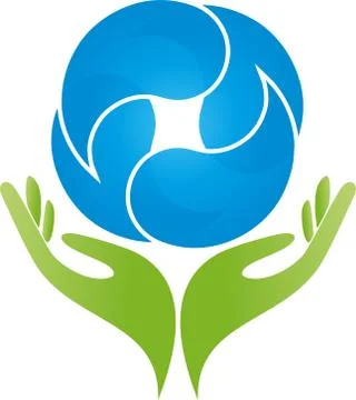 Two hands and four drops, wellness, logo Stock Illustration