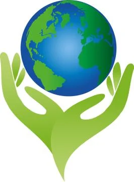 Two hands and globe, nature, logo Illustrazione stock