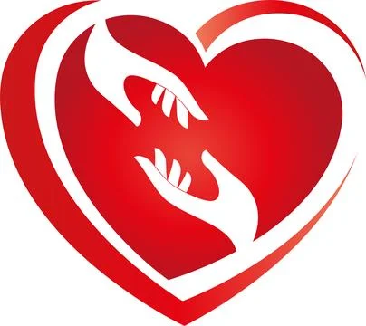 Two hands and heart, hands, heart, helper, carer, logo Stock Illustration