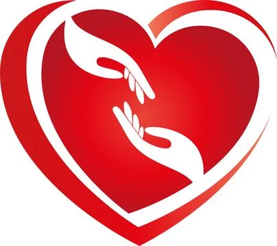 Two hands and heart, hands, heart, helper, carer, logo Stock Illustration