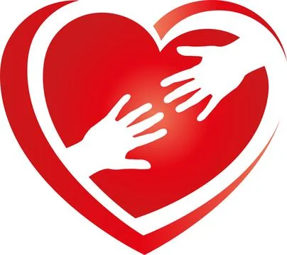 Two hands and heart, hands, heart, helper, carer, logo Stock Illustration