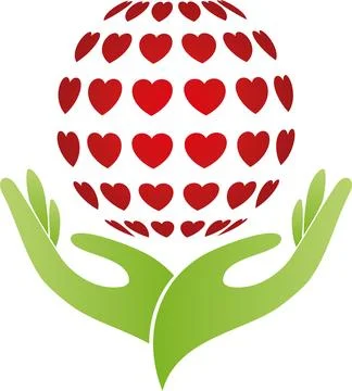 Two hands and heart, hands, heart, helper, carer, logo Stock Illustration