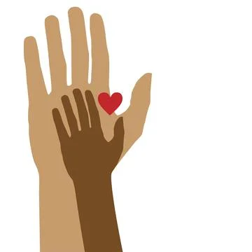 Two hands and heart shape sign. Helping hand Stock Illustration