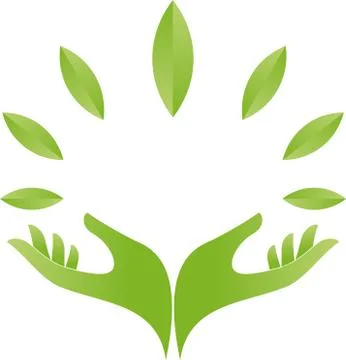 Two hands and leaves, nature, naturopath logo Stock Illustration