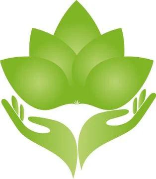 Two hands and leaves, wellness, naturopath, logo Stock Illustration