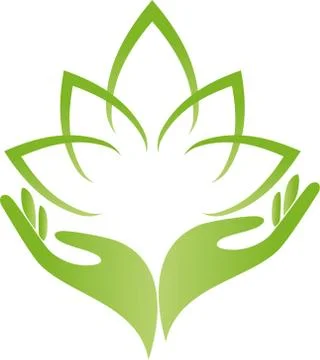 Two hands and leaves, wellness, naturopath, logo Stock Illustration