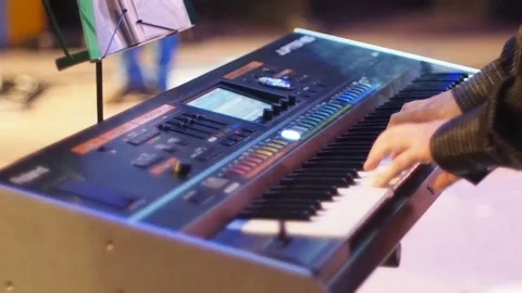 Two hands and synthesizer Stock Footage 76164362