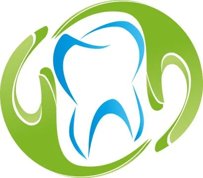 Two hands and tooth, tooth, dentist logo Stock Illustration