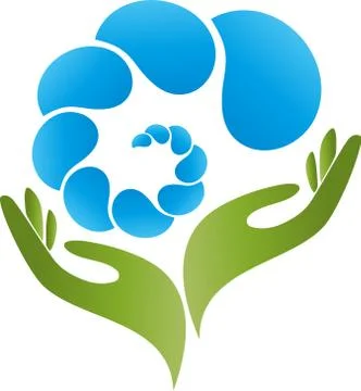Two hands and water drops, wellness, logo Stock Illustration