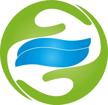 Two hands and water waves, wellness, nature, logo Stock Illustration