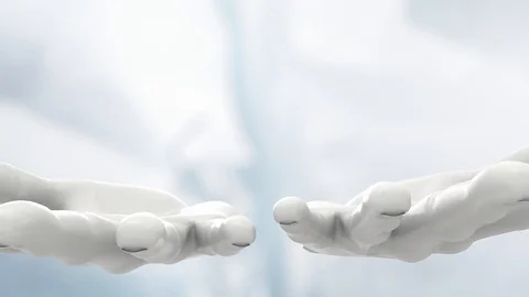 Two hands appear in the camera, palms up with alpha mask Video stock 97830351