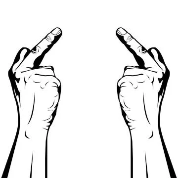 Two Hands are Pointing The Middle Finger Stock Illustration