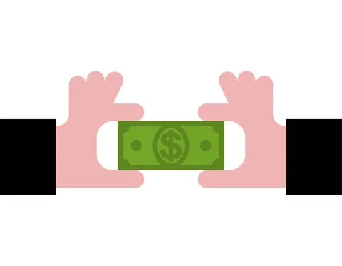 Two hands are sharing money. Profit sharing Stock Illustration