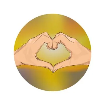 Two hands are stacked in the shape of a heart against a background of a blurr Stock Illustration