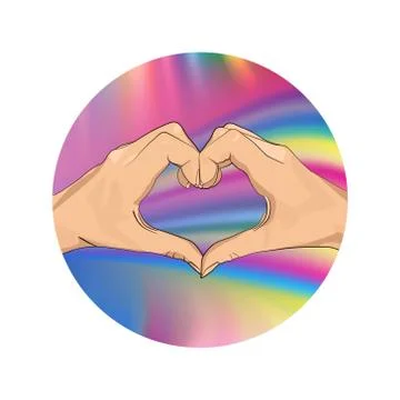 Two hands are stacked in the shape of a heart against a background of a blurr Stock Illustration