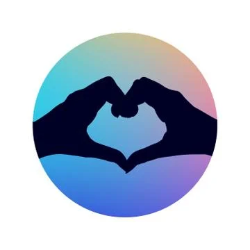 Two hands are stacked in the shape of a heart against a background of a blurr Stock Illustration