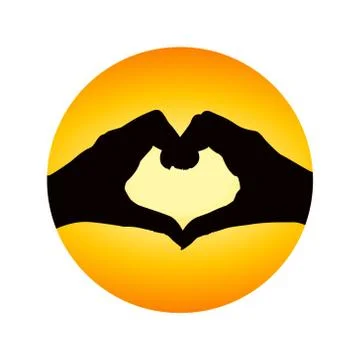 Two hands are stacked in the shape of a heart against a background of a blurr Stock Illustration