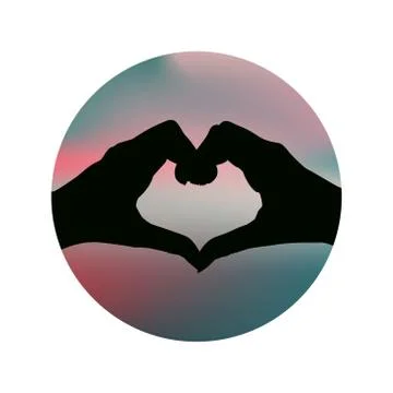 Two hands are stacked in the shape of a heart against a background of a blurr Stock Illustration