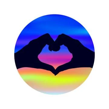 Two hands are stacked in the shape of a heart against a background of a blurr Stock Illustration