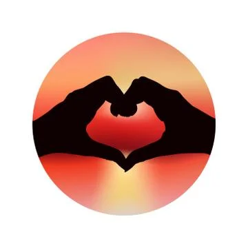 Two hands are stacked in the shape of a heart against a background of a blurr Stock Illustration