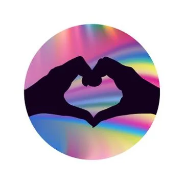 Two hands are stacked in the shape of a heart against a background of a blurr Stock Illustration