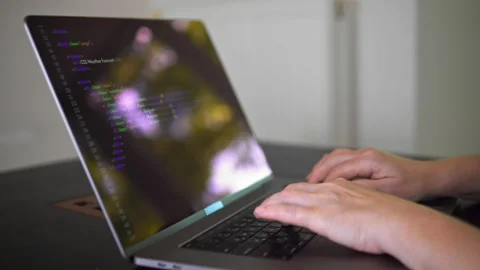 Two hands are typing program code for practice. Stock Footage 201900889