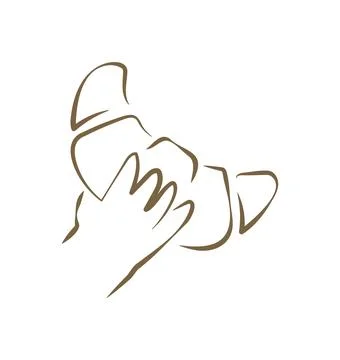 Two Hands Breaking A Fresh Buttery Croissant Hand Drawn Vector Illustration Ilustração Stock