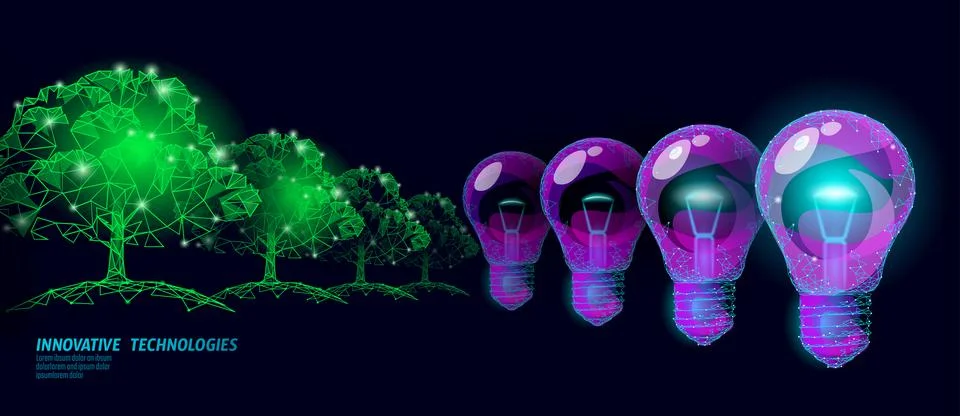 Two hands carrying light Bulb lamp saving energy ecology concept. Polygonal Stock Illustration