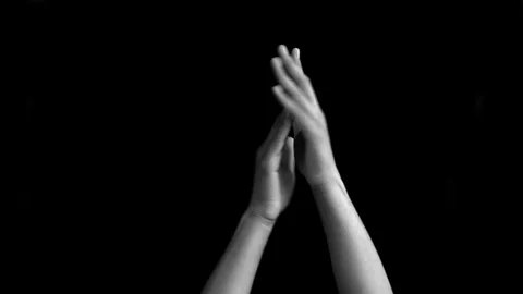 TWO HANDS OF CAUCASIAN WHITE COMING UP AND GIVING STANDING OVATION Stock Footage 114379967