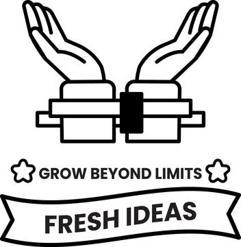 Two hands chained together, with the words "grow beyond limits" written below Stock Illustration
