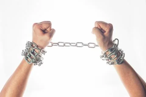 Two hands in chains Stock Photos