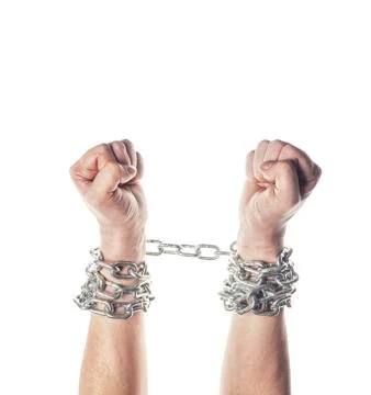 Two hands in chains Stock Photos