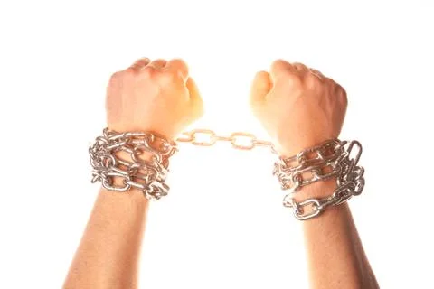 Two hands in chains Stock Photos