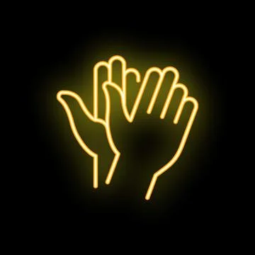 Two hands clapping creating a golden neon glow effect Stock Illustration