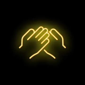 Two hands clapping neon sign on black background Stock Illustration