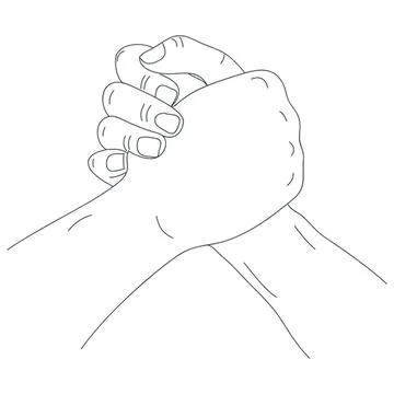 Two hands clasped together in a firm grip Stock Illustration