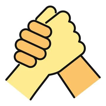 Two hands clasping symbolizing teamwork and partnership icon Stock Illustration