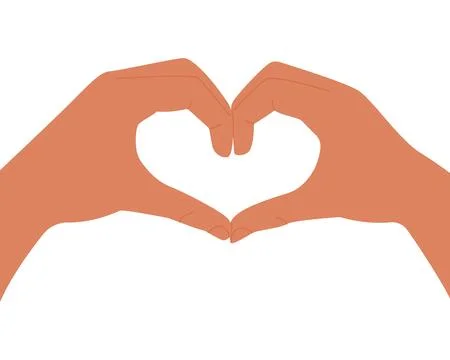 Two hands create a heart shape. Design element Stock Illustration