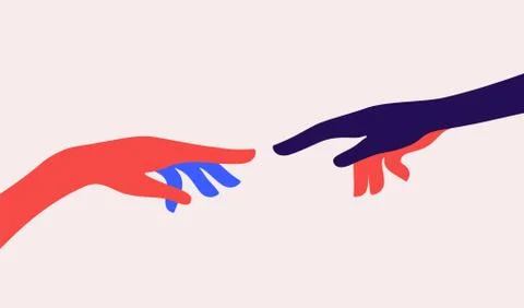 Two hands. The Creation of Adam Stock Illustration
