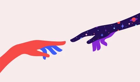 Two hands. The Creation of Adam Stock Illustration