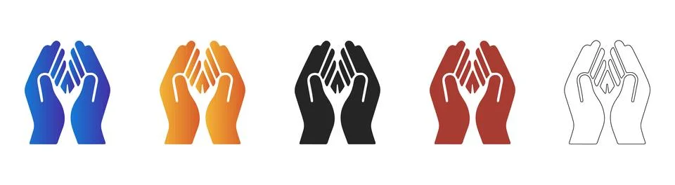 Two hands cupped together icon for support and safety Illustrazione stock