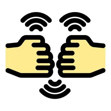 Two hands doing a fist bump and generating wireless signals Stock Illustration