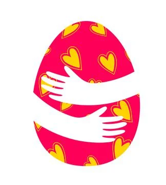 Two hands with Easter egg. Happy Easter day concept. Vector illustration. Stock Illustration
