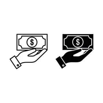 Two hands exchanging money illustration showing financial transaction or do.. Stock Illustration