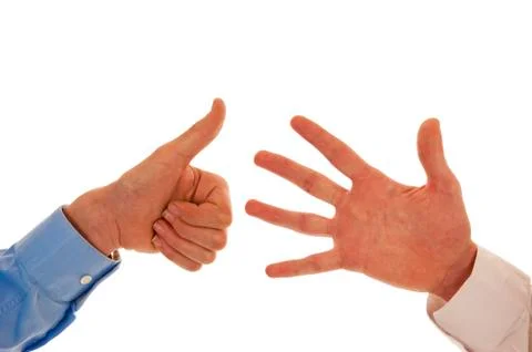 Two hands figuring number six Stock Photos