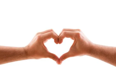 Two hands in the form of heart isolated on white background with clipping path Stock Photos