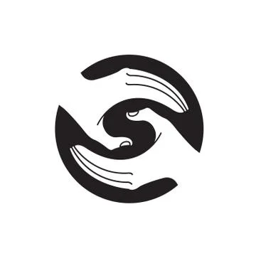 Two hands form letter s in black Illustrazione stock